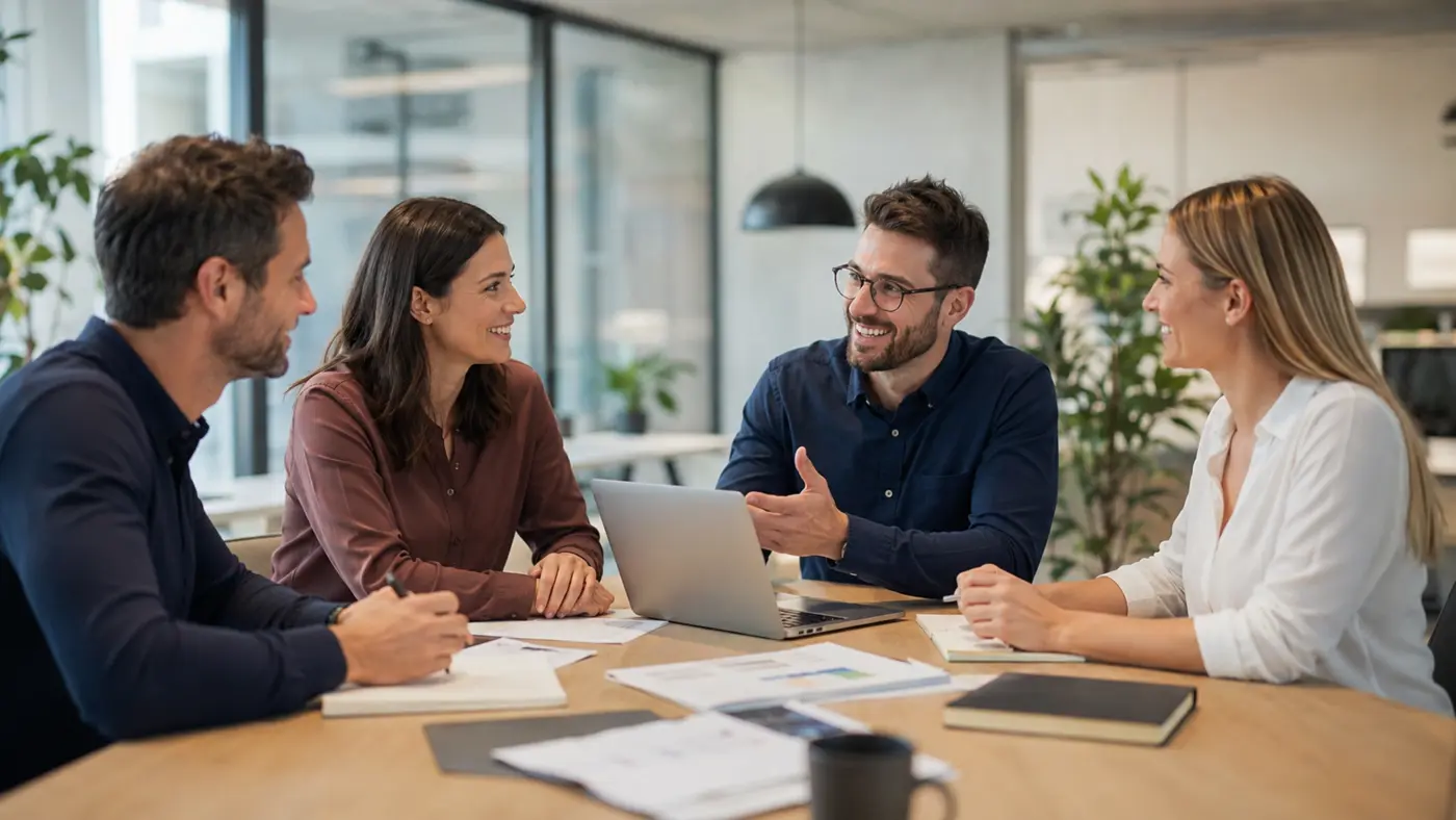 Échange autour d'un projet dans un bureau