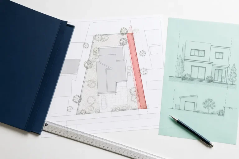 Plan de maison avec une zone à corriger mise en évidence, projet fictif.